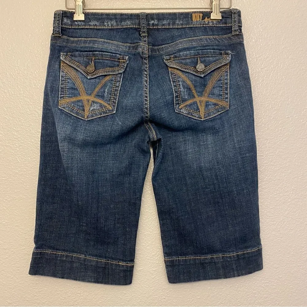 KUT from the Kloth Bermuda long Jean denim dark Wash mid rise Shorts 8